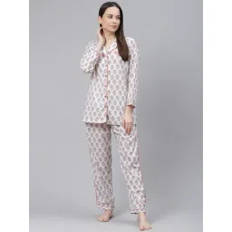 Divena White Printed Shirt With Pyjamas-picture-30