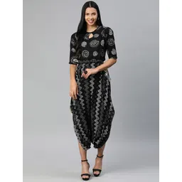 Divena Women Black Printed  Dhoti Style Jumpsuit-picture-26