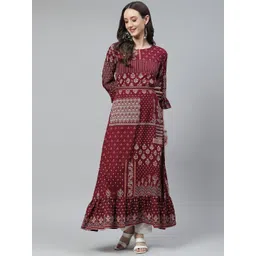 Divena Women Maroon & White Ethnic Motifs Printed Kurta-picture-13