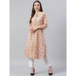 Divena Women Peach-Coloured Ethnic Motifs Printed Kurta-picture-38