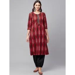 Divena Women Plus Size Floral Printed Gotta Patti Pure Cotton Kurta With Salwar-picture-25