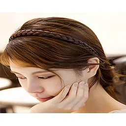 diversa Braided Hair Band with Teeth, Synthetic Hair Braided Plates Non-Slip Headband, Hair Braid Accessories for Women & Girls, 1.2 inch, Brown, Pack of 1-picture-43