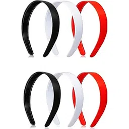 diversa Wide Plastic Headbands with Teeth for School Girls & Women, 1 Inch Broad Plastic Solid Color Hairband, Non-Slip Headband, 6 Pcs Set, (Black, White & Red)-picture-51
