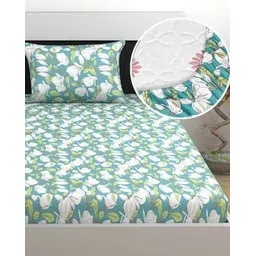 divine casa 144 TC Floral Print Single Bedsheet with Pillow Cover-picture-51