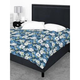 Divine Casa Blue & White Floral AC Room 120 GSM Single Bed Comforter-picture-32