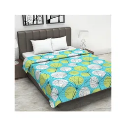 Divine Casa Cotton 120 GSM Double Bed AC Dohar Floral Print - Green Turquoise Blue-picture-11