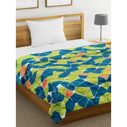 Divine Casa Green & Teal Blue Geometric Mild Winter 110 GSM Single Bed Comforter-picture-29