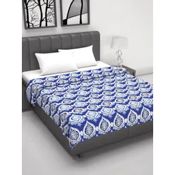 Divine Casa Prism Blue & White Ethnic Motifs Pure Cotton AC Room 120 GSM Double Bed Dohar-picture-39