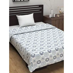 Divine Casa Prism Blue & White Ethnic Motifs Pure Cotton AC Room 120 GSM Single Bed Dohar-picture-17
