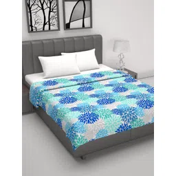 Divine Casa Prism Blue & White Floral Pure Cotton AC Room 120 GSM Double Bed Dohar-picture-32