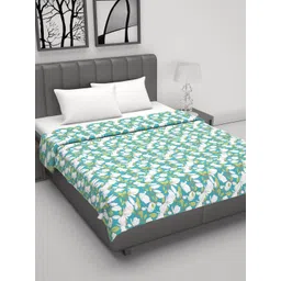 Divine Casa Prism Green & White Floral Pure Cotton AC Room 120 GSM Double Bed Dohar-picture-37