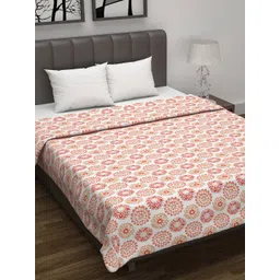 Divine Casa Prism Peach-Coloured Floral Pure Cotton AC Room 120 GSM Double Bed Dohar image 1