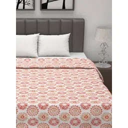 Divine Casa Prism Peach-Coloured Floral Pure Cotton AC Room 120 GSM Double Bed Dohar image 2