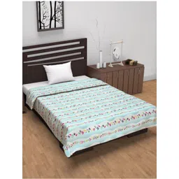 Divine Casa Turquoise Blue Printed Pure Cotton AC Room 120 GSM Reversible Single Bed Dohar-picture-38