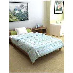 Divine Casa Turquoise Blue Printed Pure Cotton Mild Winter 120 GSM Single Bed Comforter-picture-39
