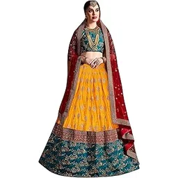 divine exim Women's Banarasi Silk Lehenga Choli With Dupatta (Yellow_ZCDE7415_Unstitched)-picture-33