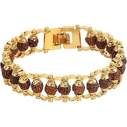 divine hindu Premium Rudraksha Cycle Chain Bracelet | ISO Certified | 21 Brown Beads Rudraksha Cycle Chain Bracelet for Men | Size: 8 Inches-picture-30