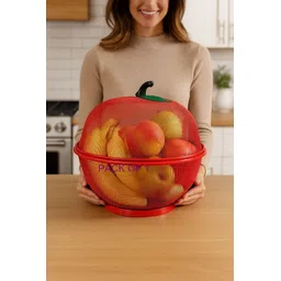 divine impex FRUITBASKET-REDCN Iron Fruit & Vegetable Basket image 1