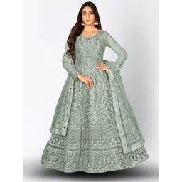 Divine International Trading Co Grey Embellished Sequined Semi-Stitched Dress Material-picture-26