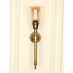 Divine Trends Gold Aluminium Antique Finish Corrugated Wall Lamp with Chimney Luster Shade-picture-28