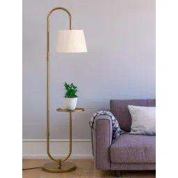 Divine Trends Gold Aluminium Floor Lamp with Shelf & Lampshade-picture-41