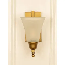 Divine Trends Gold Stainless Steel Antique Finish J Wall Lamp with Frosted Hammered Shade-picture-48