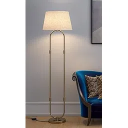 Divine Trends Loop Modern Floor Lamp Brass Antique Finish Standing 5Ft Height With 16 Inches Diameter Off White Lampshade Pack Of 1 - Led-picture-13