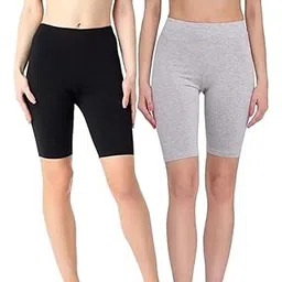 diving deep Anti-Chafing Boyshorts Women Shorties | Stretchable Skin Fit Shorts Tights | Cotton Slip Biker Shorts Under Dresses Underwear for Women & Girls High Waist Women's Shorts - (Pack of 2)-picture-15