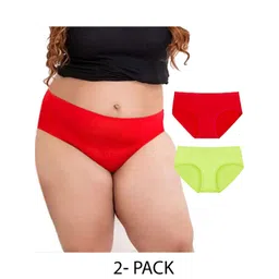 Diving Deep Women Pack of 2 Cotton Assorted Plus Size Hipster Briefs-picture-41