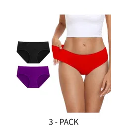 Diving Deep Women Pack of 3 Cotton Assorted Hipster Briefs-picture-22