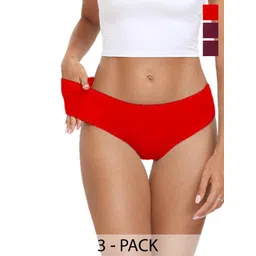 Diving Deep Women Pack of 3 Cotton Assorted Plus Size Hipster Briefs-picture-30
