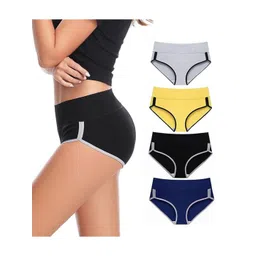 Diving Deep Women Pack Of 4 Cotton Mid-Rise Hipster Briefs-picture-36
