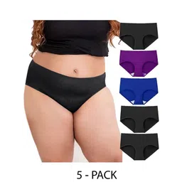 Diving Deep Women Pack of 5 Cotton Plus Size Low Rise Hipster Briefs-picture-22