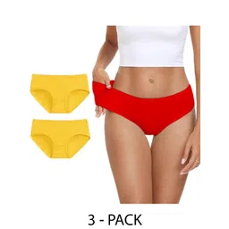 Diving Deep Women Pack of3 Cotton Mid-Rise Hipster Briefs-picture-29