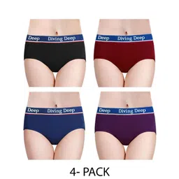 Diving Deep Women Pack of4 Cotton Assorted Hipster Briefs-picture-27