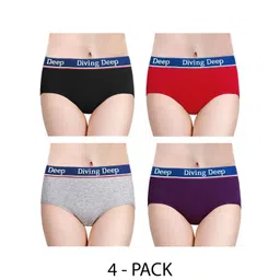 Diving Deep Women Pack of4 Cotton Hipster Briefs-picture-27