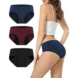 diving deep Women Period Panty Leakproof Reusable Menstrual Panty for Heavy Flow Washable Cotton Period Panties for Girls & Women (Pack of 3)-picture-18
