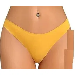 diving deep Women's Cotton Fitted Bikini Style Underwear | Women Thong Panty | Women Seamless Panty | Low Rise Sexy Solid G-String Sexy Lingerie Panties Briefs | 100% Super Cotton Panty (L, Yellow)-picture-43