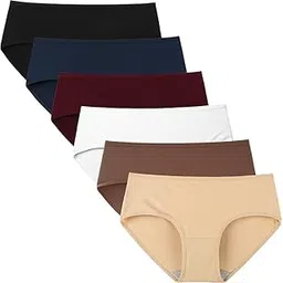 diving deep Women's Everyday Soft Cotton, High Hipster Full Coverage,Solid Briefs Panties for Combo Panty (Pack of 6) (Multicolor)-picture-23
