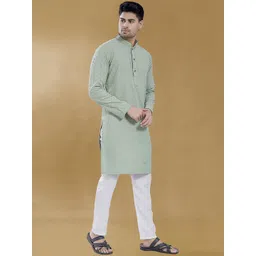 DIVISIVE Chevron Embroidered Mandarin Collar Long Sleeves Regular Straight Kurta-picture-20