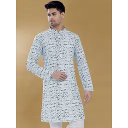 DIVISIVE Mandarin Collar Abstract Printed Sequinned Straight Kurta image 5