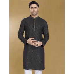 DIVISIVE Men Ethnic Motifs Embroidered Chikankari Kurta-picture-19