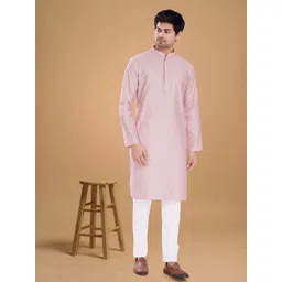 DIVISIVE Men Ethnic Motifs Embroidered Sequins Mandarin Collar Kurta-picture-25