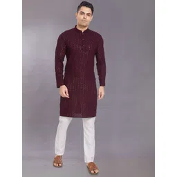 DIVISIVE Men Ethnic Motifs Thread Work Kurta-picture-24