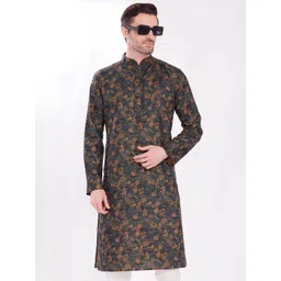 DIVISIVE Men Floral Printed Mandarin Collar Kurta-picture-21