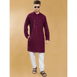DIVISIVE Men Geometric Embroidered Thread Work Kurta-picture-20