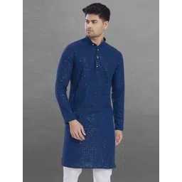 DIVISIVE Men Geometric Embroidered Thread Work Kurta-picture-19