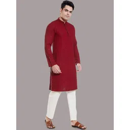 DIVISIVE Men Geometric Thread Work Kurta-picture-22