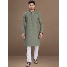 DIVISIVE Men Woven Design Kurta with Pyjama-picture-12