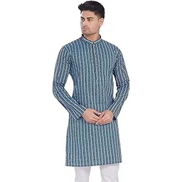 divisive Men's Ethnic Block Printed Soft Pure Cotton Only Slim Fit Kurta-picture-10